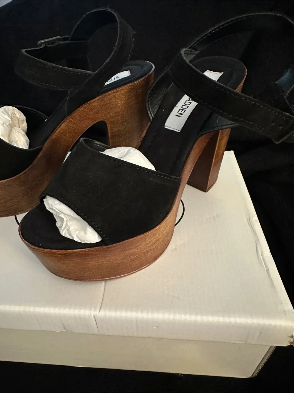 Steve Madden Lulla Black Suede Platform Heels Size 6 | NWOT